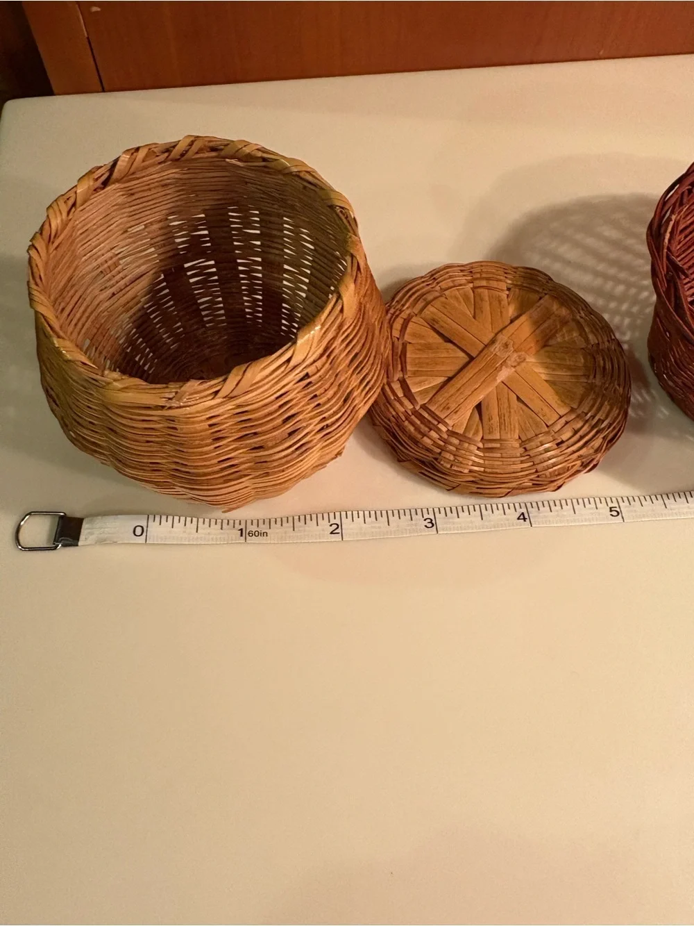Super Cute Mini Handwoven Natural and Brown Wicker Basket Set Clean Pet/Smoke-fr
